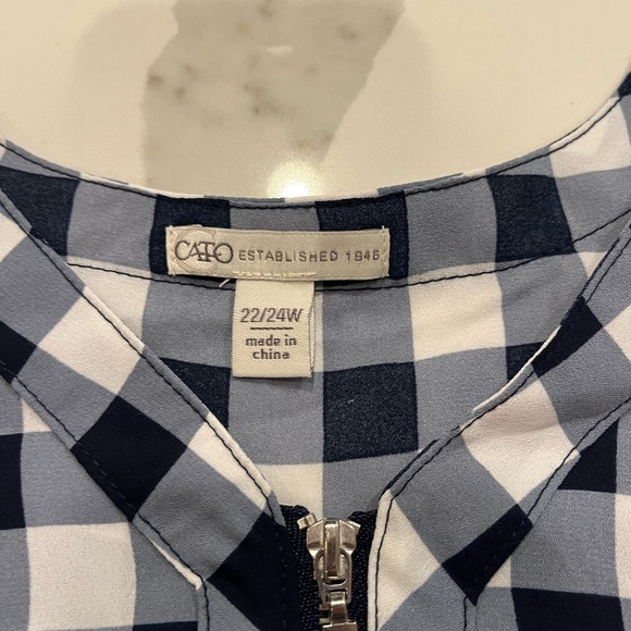 Cato Blouse size 22/24 blue and white checked NWOT - Picture 3 of 7